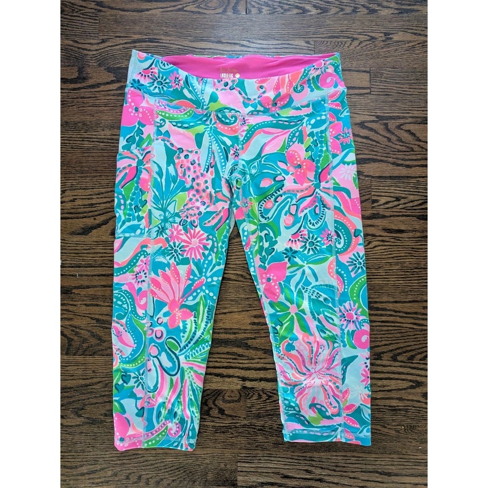 Lilly Pulitzer Size XL Golden Hour WEEKENDER CROP LEGGINGS 21" Luxletic Active